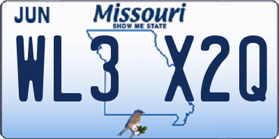 MO license plate WL3X2Q