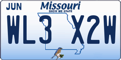 MO license plate WL3X2W