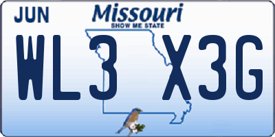 MO license plate WL3X3G