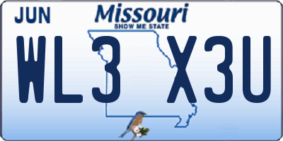 MO license plate WL3X3U