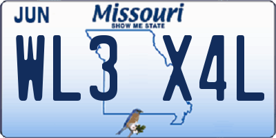 MO license plate WL3X4L