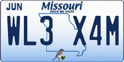 MO license plate WL3X4M