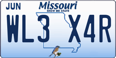 MO license plate WL3X4R