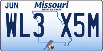 MO license plate WL3X5M