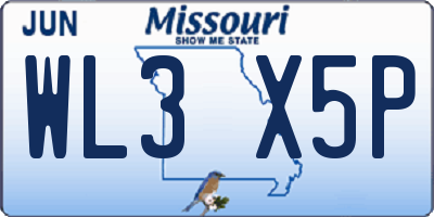 MO license plate WL3X5P