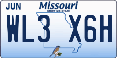 MO license plate WL3X6H