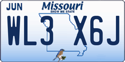 MO license plate WL3X6J