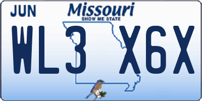 MO license plate WL3X6X