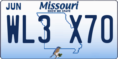 MO license plate WL3X7O
