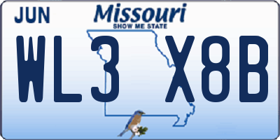 MO license plate WL3X8B