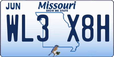 MO license plate WL3X8H