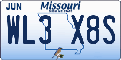 MO license plate WL3X8S