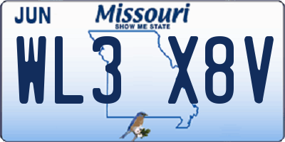 MO license plate WL3X8V