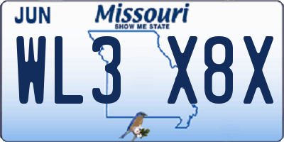 MO license plate WL3X8X