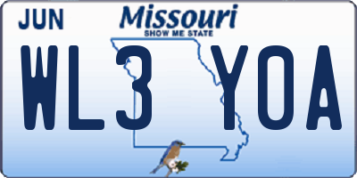 MO license plate WL3Y0A