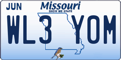 MO license plate WL3Y0M