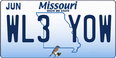 MO license plate WL3Y0W
