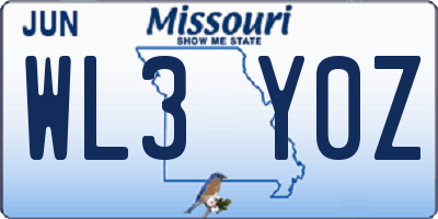 MO license plate WL3Y0Z