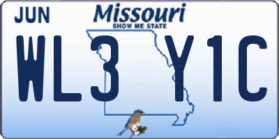 MO license plate WL3Y1C