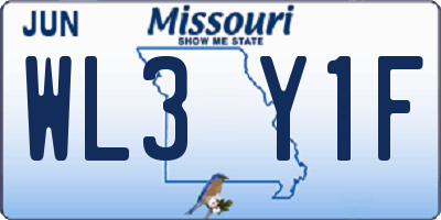 MO license plate WL3Y1F