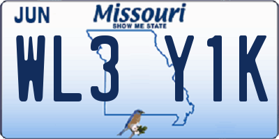 MO license plate WL3Y1K