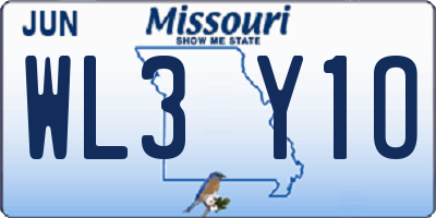 MO license plate WL3Y1O