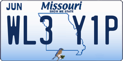 MO license plate WL3Y1P