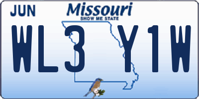 MO license plate WL3Y1W