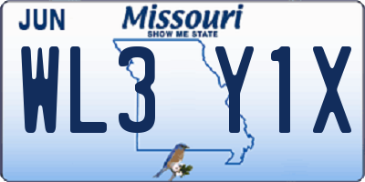 MO license plate WL3Y1X