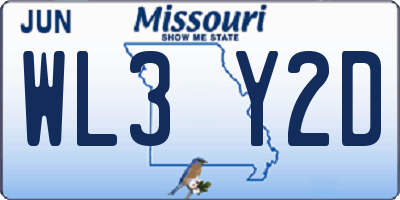 MO license plate WL3Y2D