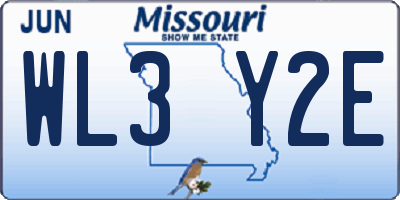 MO license plate WL3Y2E