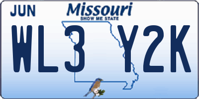 MO license plate WL3Y2K