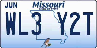 MO license plate WL3Y2T