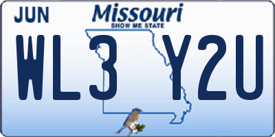 MO license plate WL3Y2U