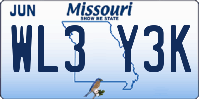MO license plate WL3Y3K