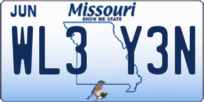 MO license plate WL3Y3N