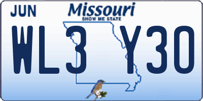 MO license plate WL3Y3O