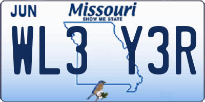 MO license plate WL3Y3R