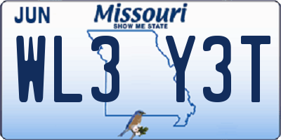 MO license plate WL3Y3T