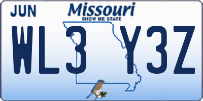 MO license plate WL3Y3Z