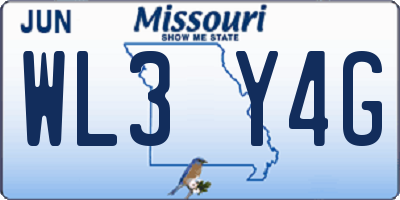 MO license plate WL3Y4G