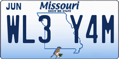 MO license plate WL3Y4M