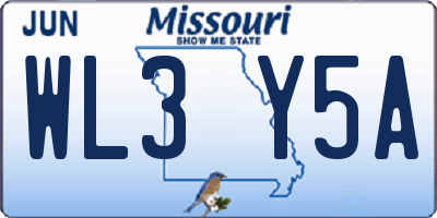 MO license plate WL3Y5A
