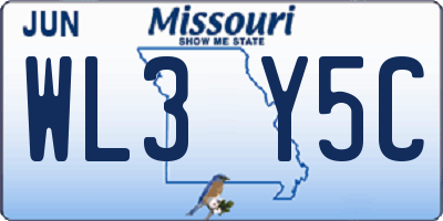 MO license plate WL3Y5C