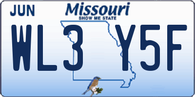 MO license plate WL3Y5F