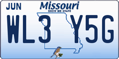 MO license plate WL3Y5G