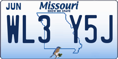 MO license plate WL3Y5J