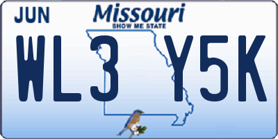 MO license plate WL3Y5K