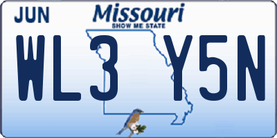 MO license plate WL3Y5N