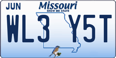 MO license plate WL3Y5T